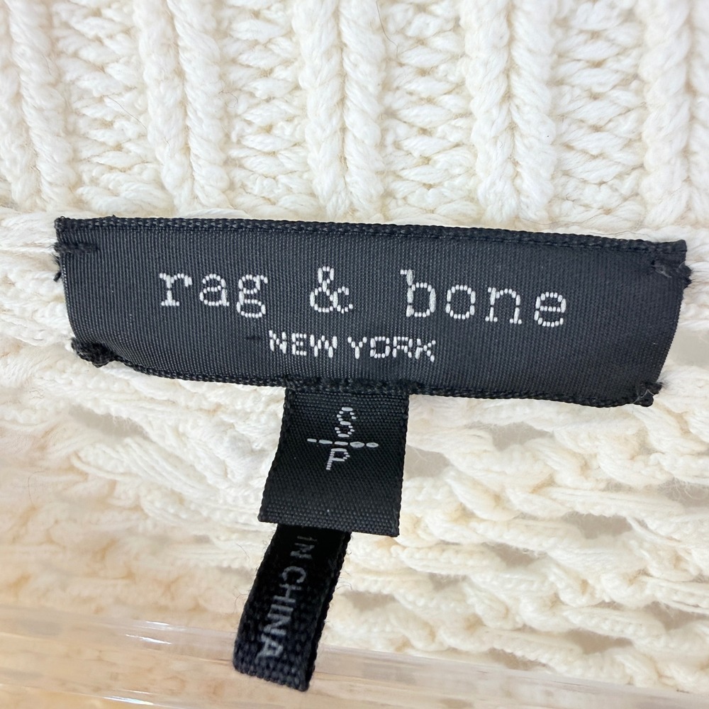 rag & bone Renee Crewneck Sweater Womens Small Ivory Open Weave Pointelle Cotton - Picture 4 of 10